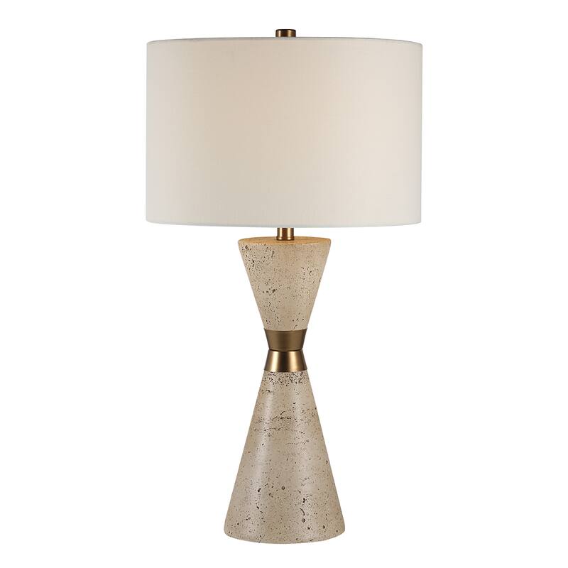 Everren Veza 28.75" Height Table Lamps, Faux Beige Travertine