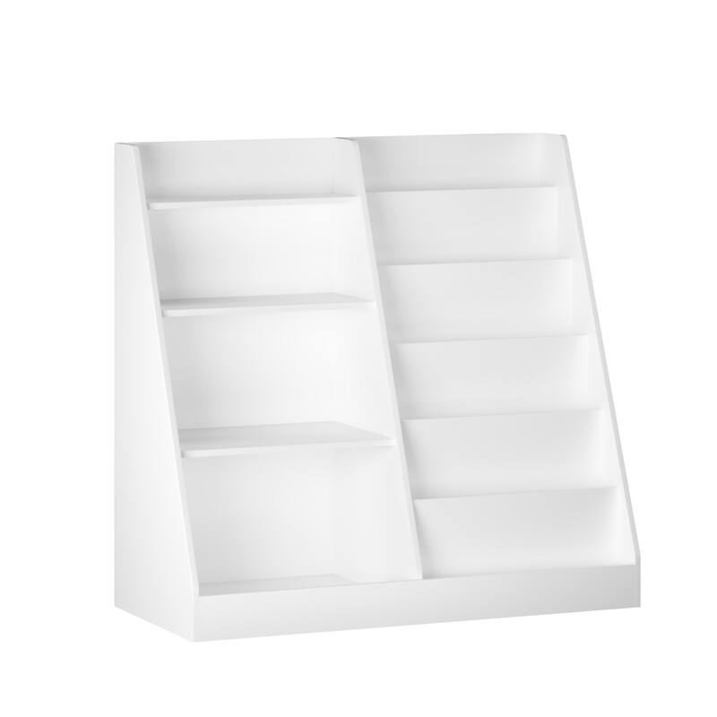 Anmytek Kids Bookcase Large Capacity Trapezoid Bookshelf Eco Friendly Wood Toy Storage Organizer Cabinet