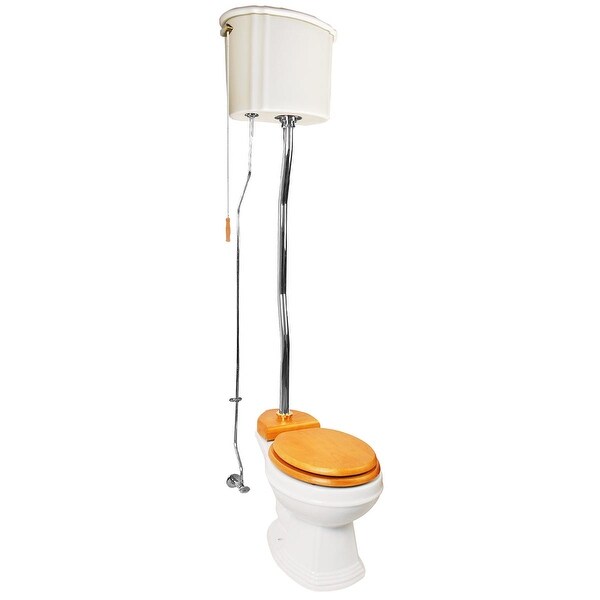 Biscuit High Tank Toilet, Round Bowl, Chrome Z-Pipe | Renovator's Supply