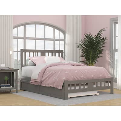 Tahoe Full Platform Bed with Twin Trundle in Grey