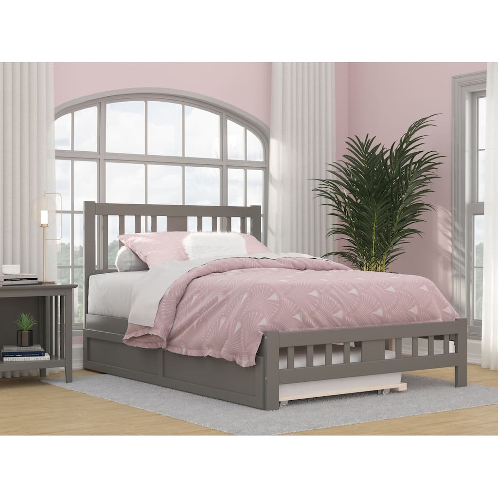 Tahoe Full Platform Bed with Twin Trundle in Grey