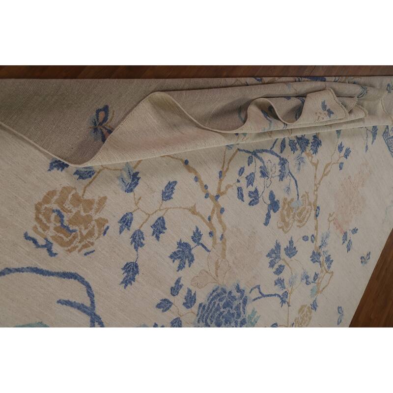 Hand Knotted Oriental 100% Wool Carpet Traditional Floral Beige & Ivories Art Deco Area Rug - 11' 8'' X 8' 11''