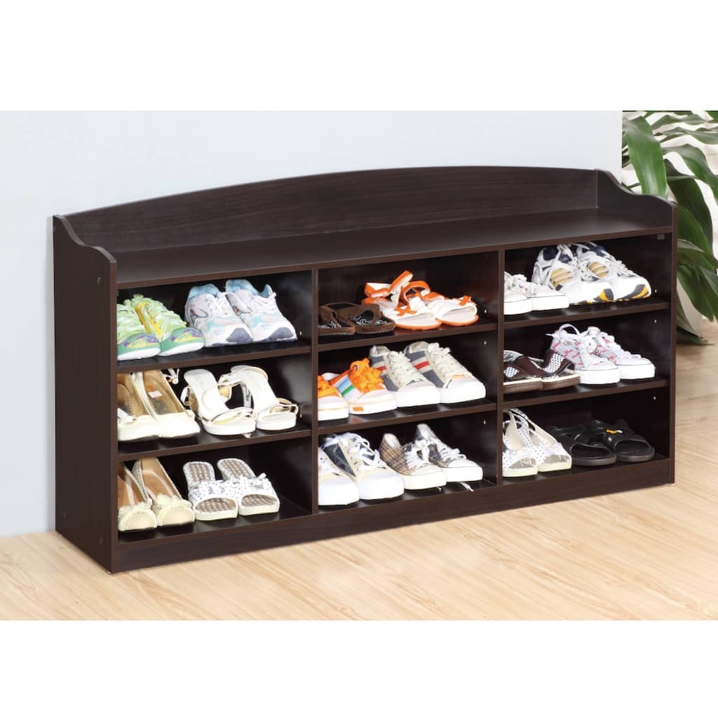 Entryway Shoe Bench, Open Shelve Shoe Rack fits 18 Pairs of Shoes Red Cocoa