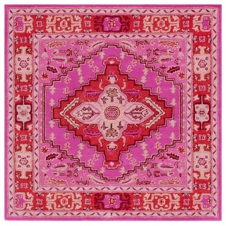 SAFAVIEH Handmade Bellagio Gracia Modern Oriental Wool Rug - Red/Pink - 5' Square