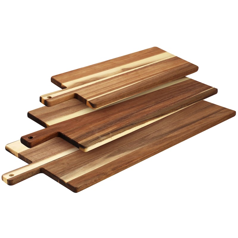 MegaChef 3 Piece Acacia Wood Charcuterie Cheese Board Set with Handles