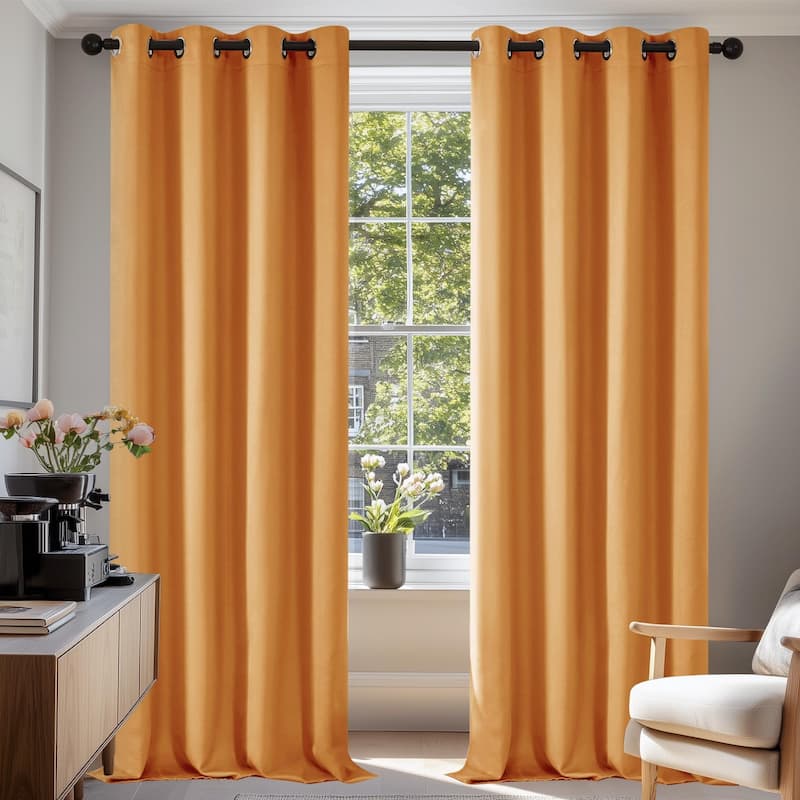 Deconovo Grommet 52 Width Curtains (2 Panel) - 52W x 54L - Orange