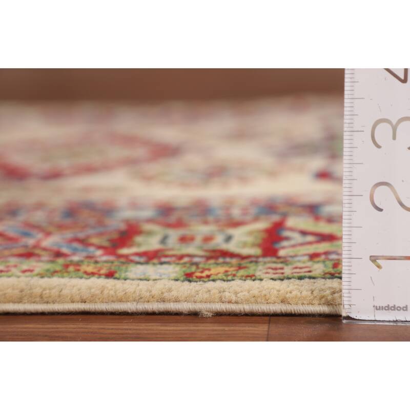 Geometric Kazak Oriental Accent Rug Handmade Wool Carpet - 3'2" x 5'0"