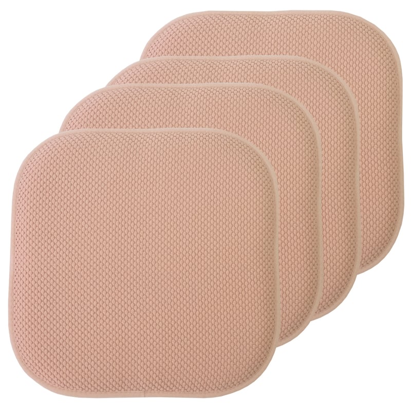 16-in. Square Non-slip Memory Foam Seat Cushions (2 OR 4) - 16 X 16 - Set of 4 - Blush