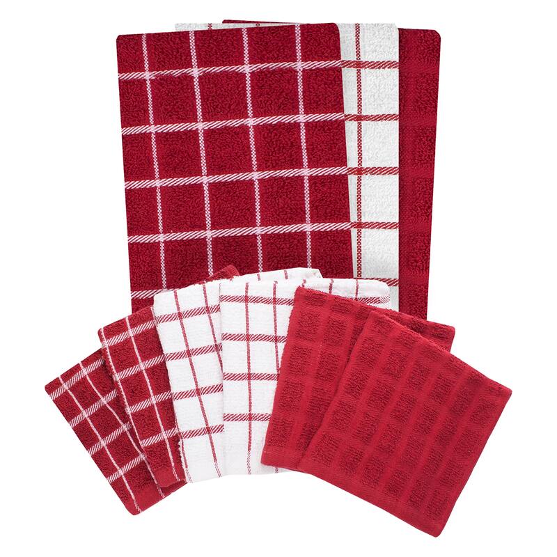 Ritz 3-Pack Terry Check Kitchen Towel and 6-Pack Terry Check Dish Cloth Set