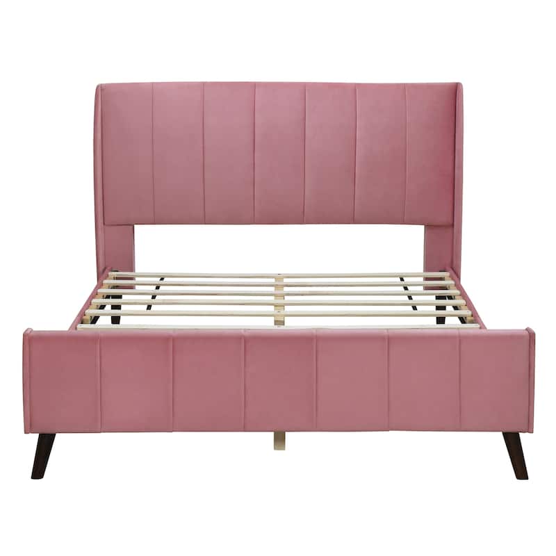 Queen Size Upholstered Platform bed - Pink