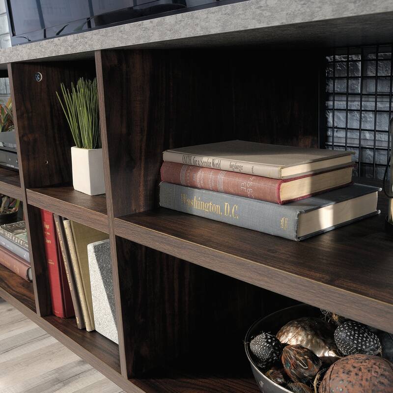 Engineered Wood Industrial Credenza For TVs up to 60", Brown - 55.35"W x 17.72"D x 23.27"H