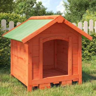 vidaXL Dog Kennel Brown 25.6"x25.6"x24.2" Solid Wood Pine - 25.6" x 25.6" x 24.2"