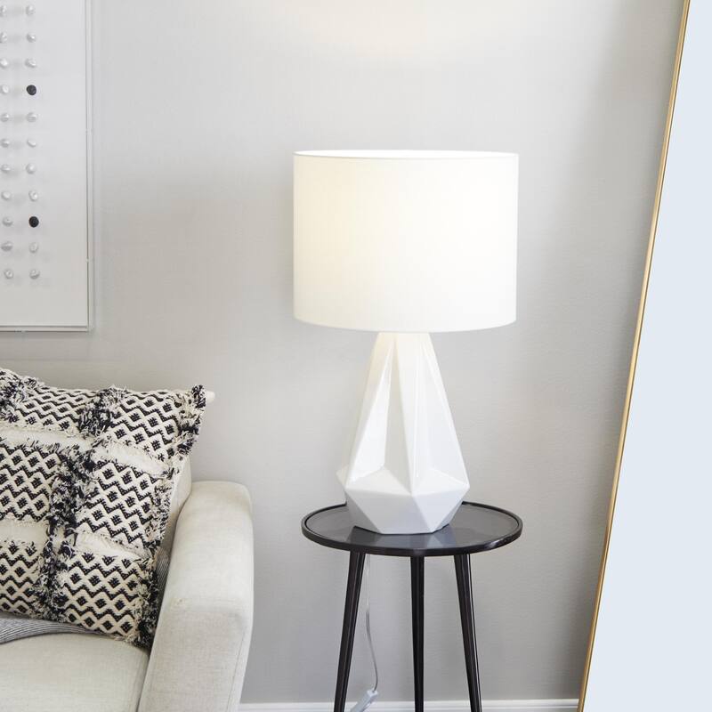 Ceramic Geometric Room Table Lamp - White, Silver, Gold, Black - CosmoLiving by Cosmopolitan