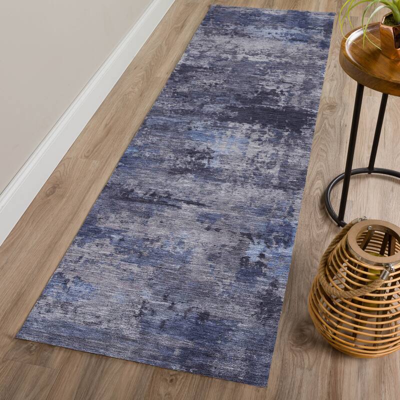 Machine Washable Indoor/ Outdoor Modern Solid Chantille Rug