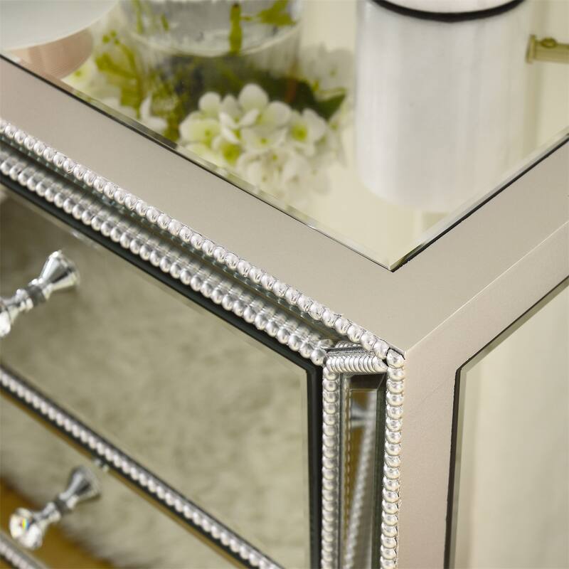 Flash Silver Mirror Three Drawer Cabinet 