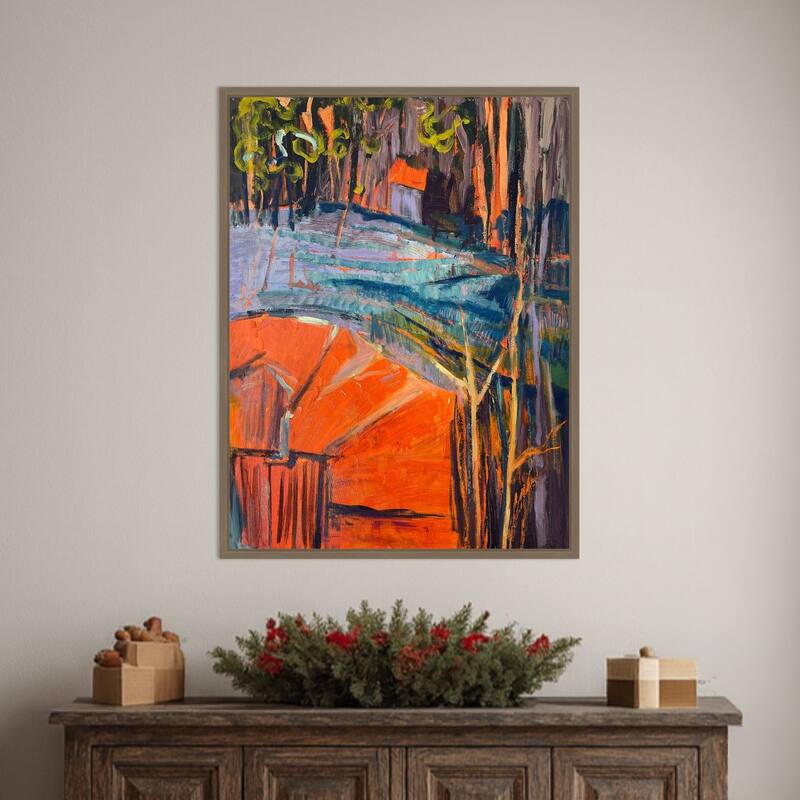 Cadmium Winter Solstice IV by Dorothy Fagan (23 x 30 in.), Framed Canvas Wall Art Print - Sylvie Dark Gold