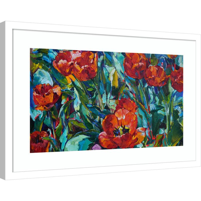 Crimson Fields by Andrii Kutsachenko Wood Framed Wall Art Print