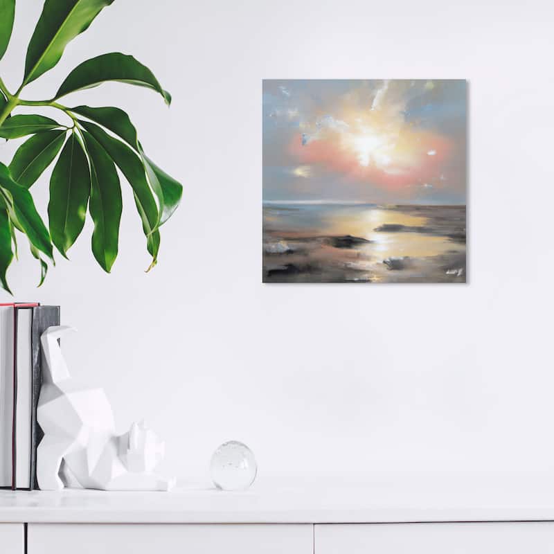 Wynwood Studio Canvas Nature and Landscape Miracle Morning Gray and Nautical & Coastal Wall Art Canvas Print - 12 x 12