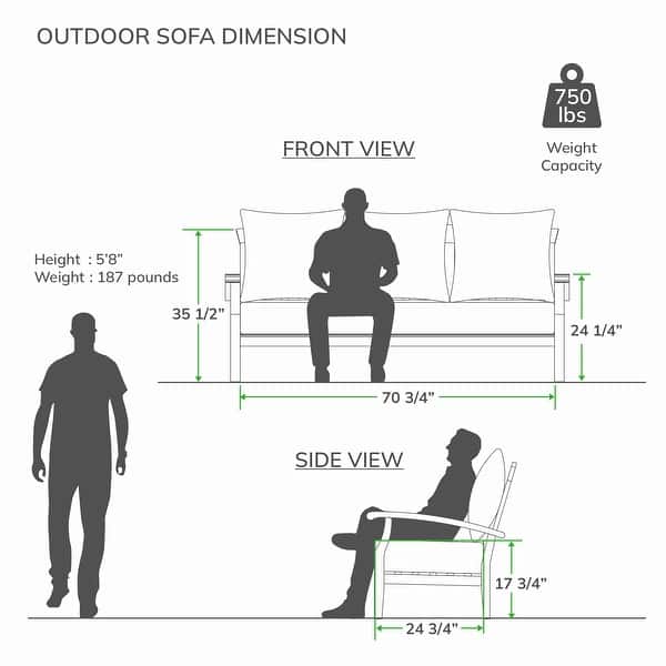 dimension image slide 0 of 2, Cambridge Casual Leon Teak Outdoor Deep Seating Sofa