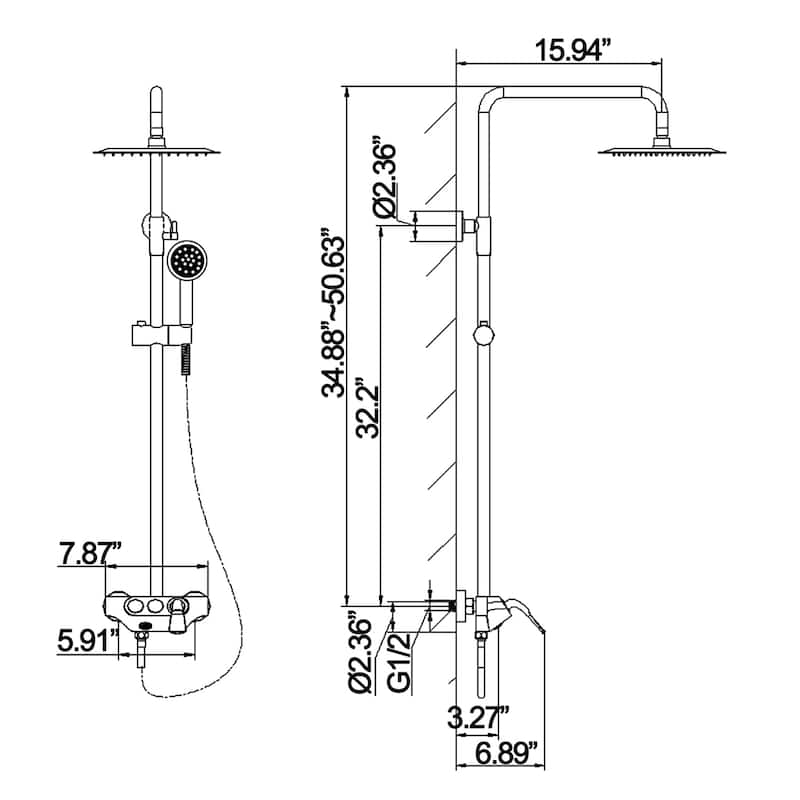 Exposed Bathroom Shower Combo