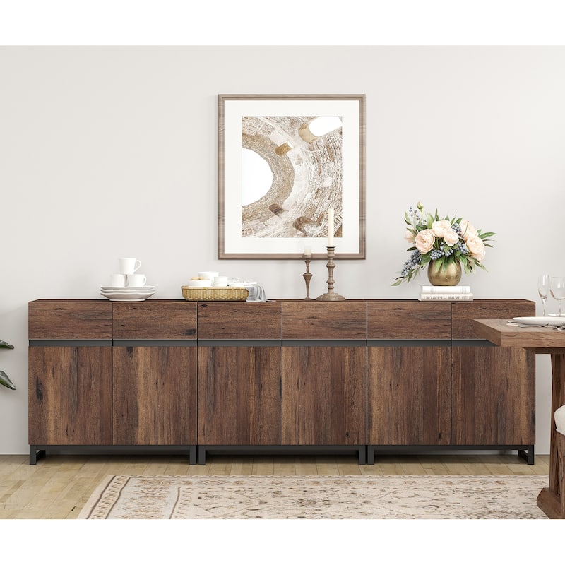 WAMPAT Storage Cabinet, Modern Sideboard with Adjustable Shelf and Metal Base