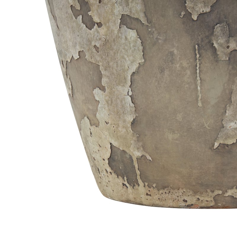 Light Brown, Black or Brown Ceramic Tall Distressed Antique Style Pot Vase Room Table Lamp with White Linen Shade