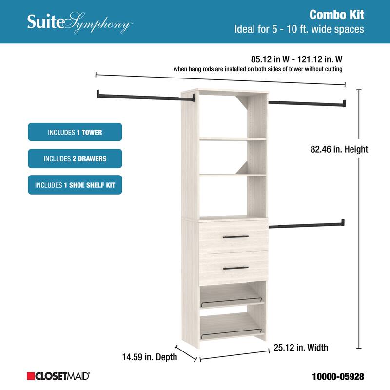 ClosetMaid SuiteSymphony Modern 25-inch Tower 2-Drawer Closet System