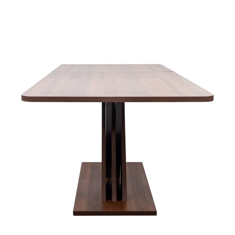 Roomfitters Modern Extendable Dining Table, Rectangular Wood Console with X-Base Design, Durable Melamine Finish