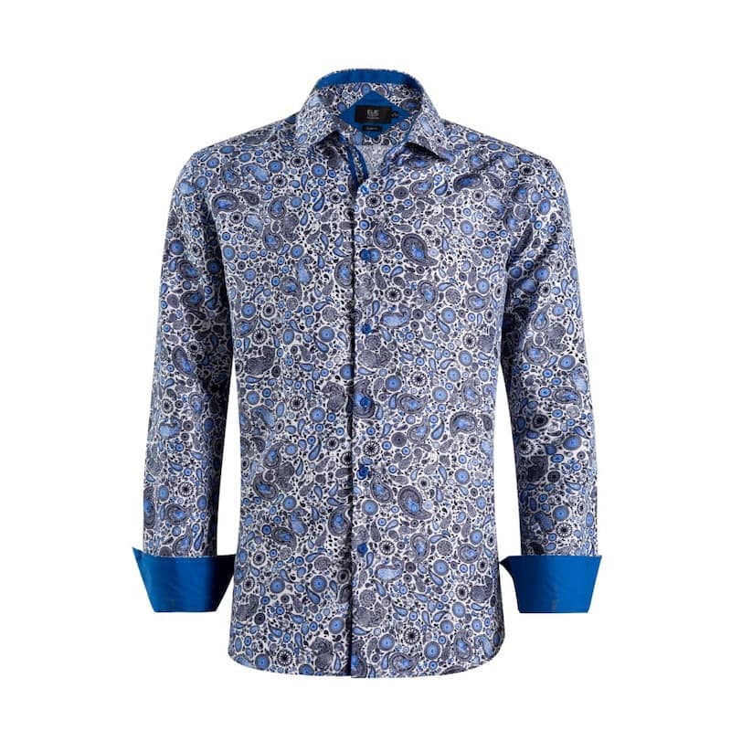 Elie Balleh Men's Blue Paisley Print Button-Down Shirt