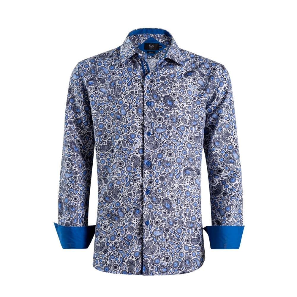 Elie Balleh Men's Blue Paisley Print Button-Down Shirt