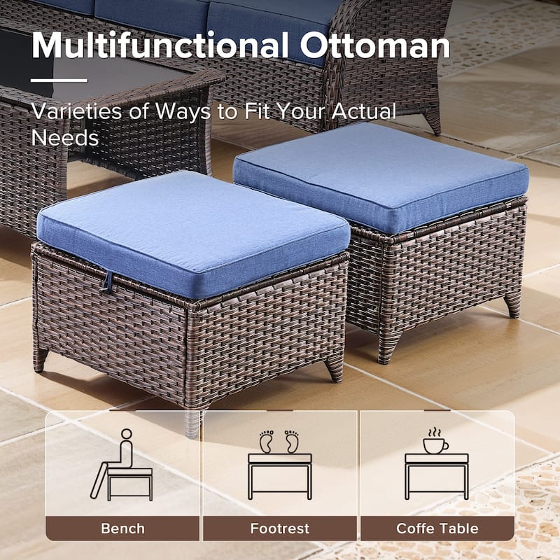 Gymojoy 8-Piece Patio Furniture Set with Swivel Glider Chairs, 6-Inch Ultra-Plush Cushions & Water-Resistant Olefin Fabric