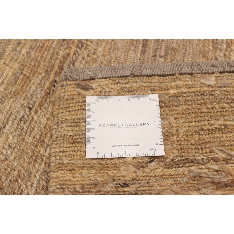 ECARPETGALLERY Flat-Weave Natural Khaki Wool Kilim - 6'9 x 9'7