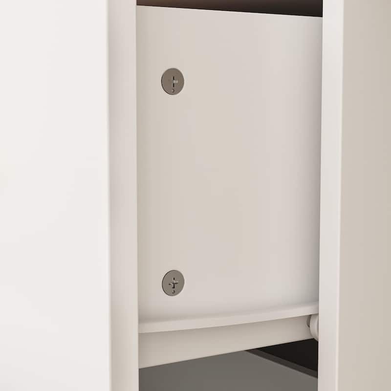 Wardrobe Armoire Wooden Closet with Mirror Storage Cubes Hanging Rod