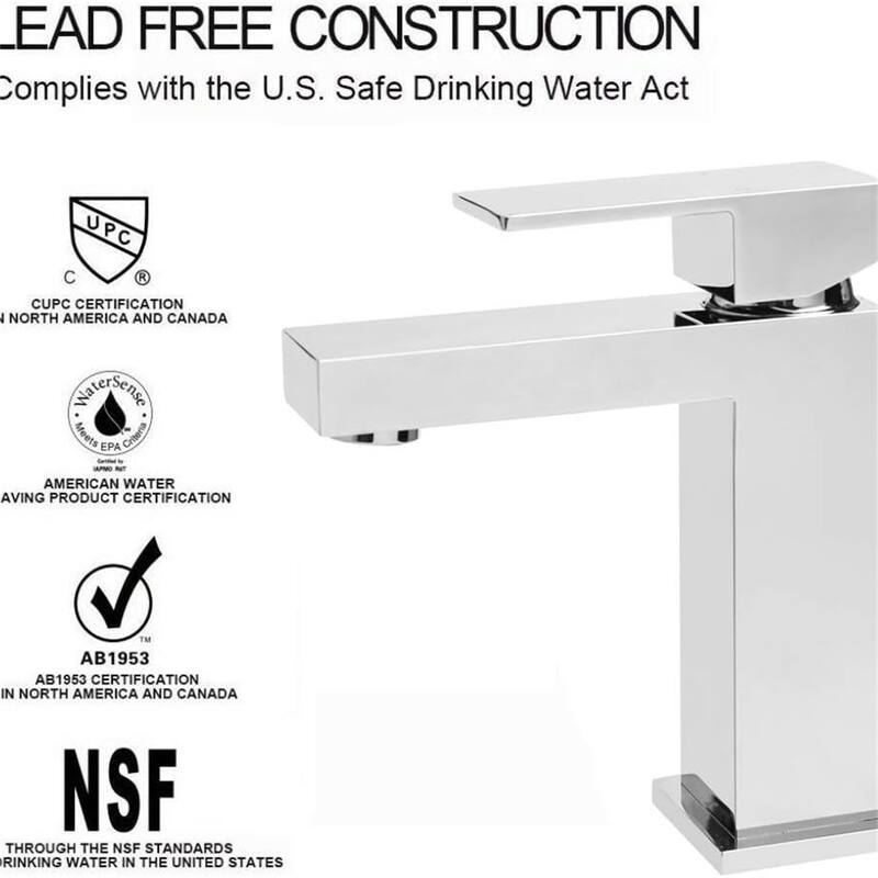 Bathroom Faucet with Single Handle, Pop-Up Drain & Hoses - Solid Brass