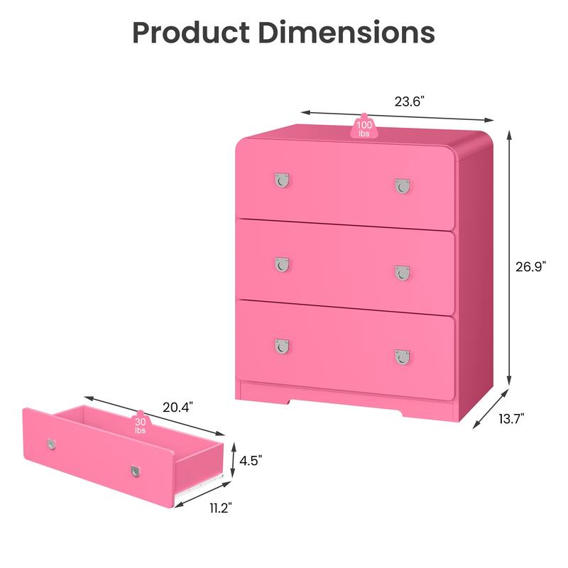 Painted 3-Drawer Nightstand for Bedroom