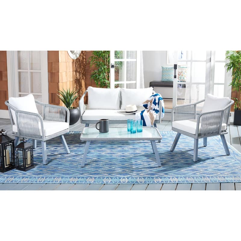SAFAVIEH Outdoor Arly 4-Piece Rope Patio Set - 39Wx26Dx15H