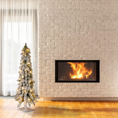 National Tree Company 3 ft. Snowy Christmas Tree with Flocking and 50 Clear Lights - 3 Foot