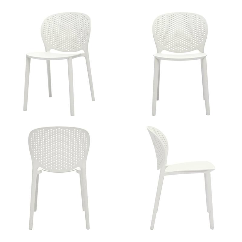 HomeRoots Set Of Four White Heavy Duty Plastic Juvenile Chairs - 14.00 in. x 23.00 in. x 16.00 in.