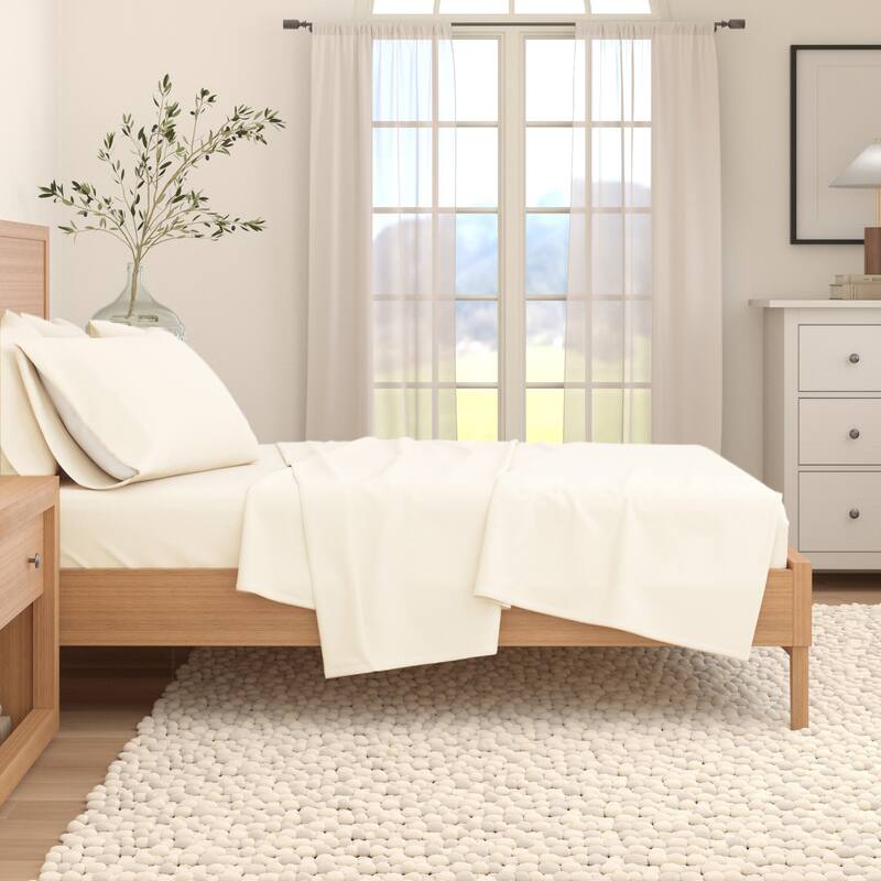Linery & Co. Turkish Cotton Double-Brushed Solid Color Flannel Bed Sheet Set