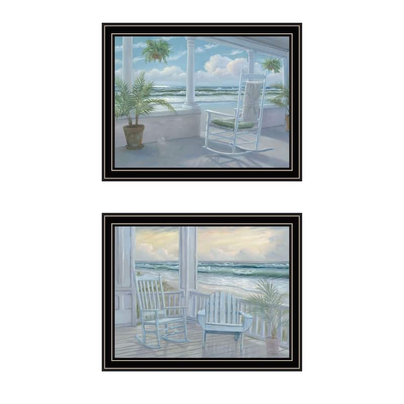 Trendy Decor 4U "Coastal Porch Relaxing" Printed Framed Wall Art by Georgia Janisse - Multi - 18 x 14