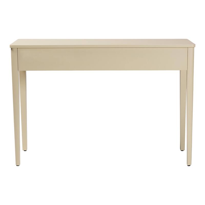 Leeba Console Table - 3-Drawer Accent Table with Fluted Wood and Scalloped Framing for Living Room, Hallway, or Entryway