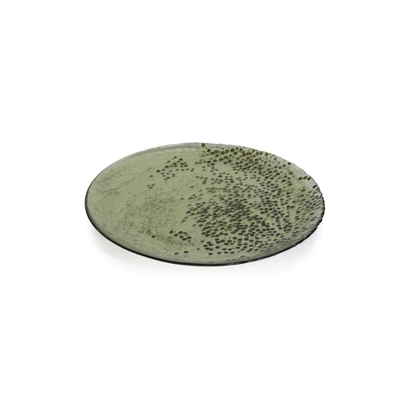 Hoku 11" Dotted Glass Plates, Set of 6 - Green
