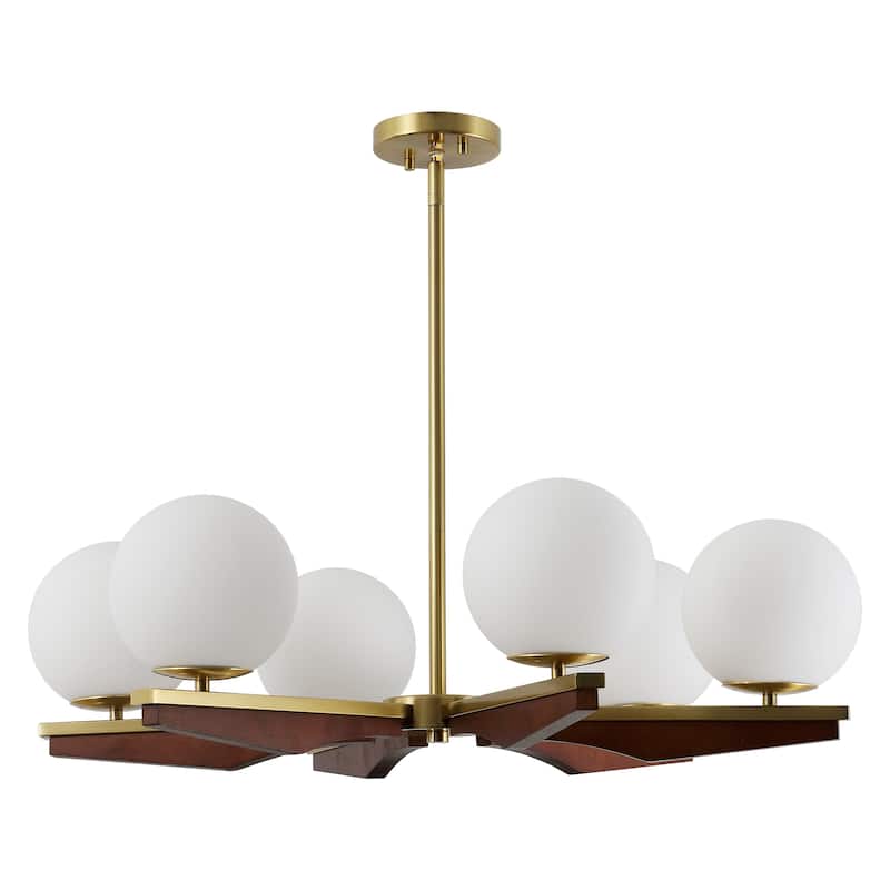 Safavieh Lighting Janna 6-Lights 30-inch Chandelier - Brass/Walnut - 30"W x 30"D x 42"H