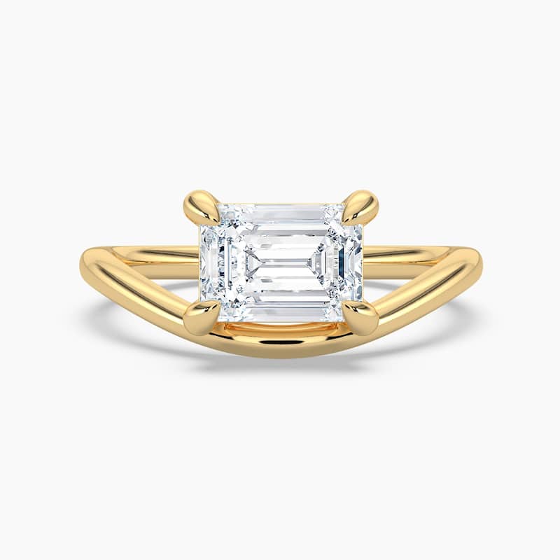 Auriya 14K Gold Lab Grown Diamond Emerald Cut Curved Solitaire Engagement Ring 1.00 - 5.00ct. tw. (F-G, VS) - 2.00 carats - 7.5 - Yellow