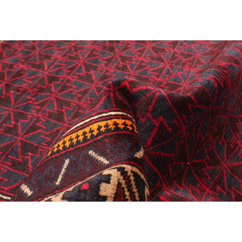 ECARPETGALLERY Hand-knotted Teimani Dark Burgundy Wool Rug - 2'11 x 4'9