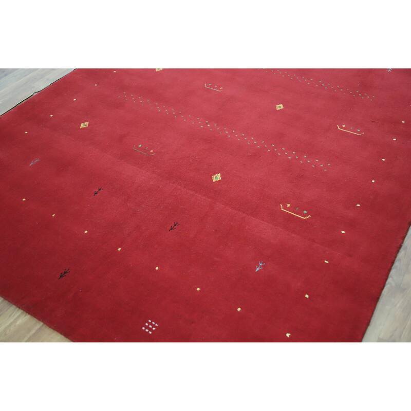 Hand Knotted Oriental 100% Wool Carpet Tribal Tribal Red Gabbeh Area Rug - 7' 11'' X 5' 9''