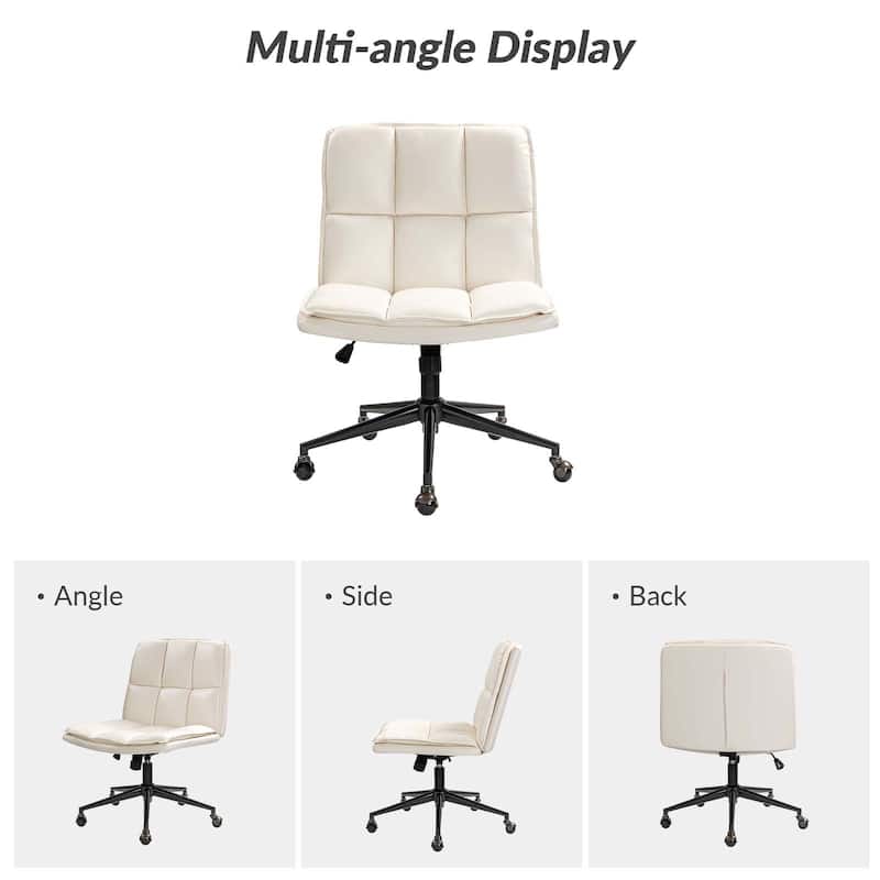 Judy Mid-century Modern Oversize Faux Leather Swivel Tilting Task Office Chair By HULALAHOME