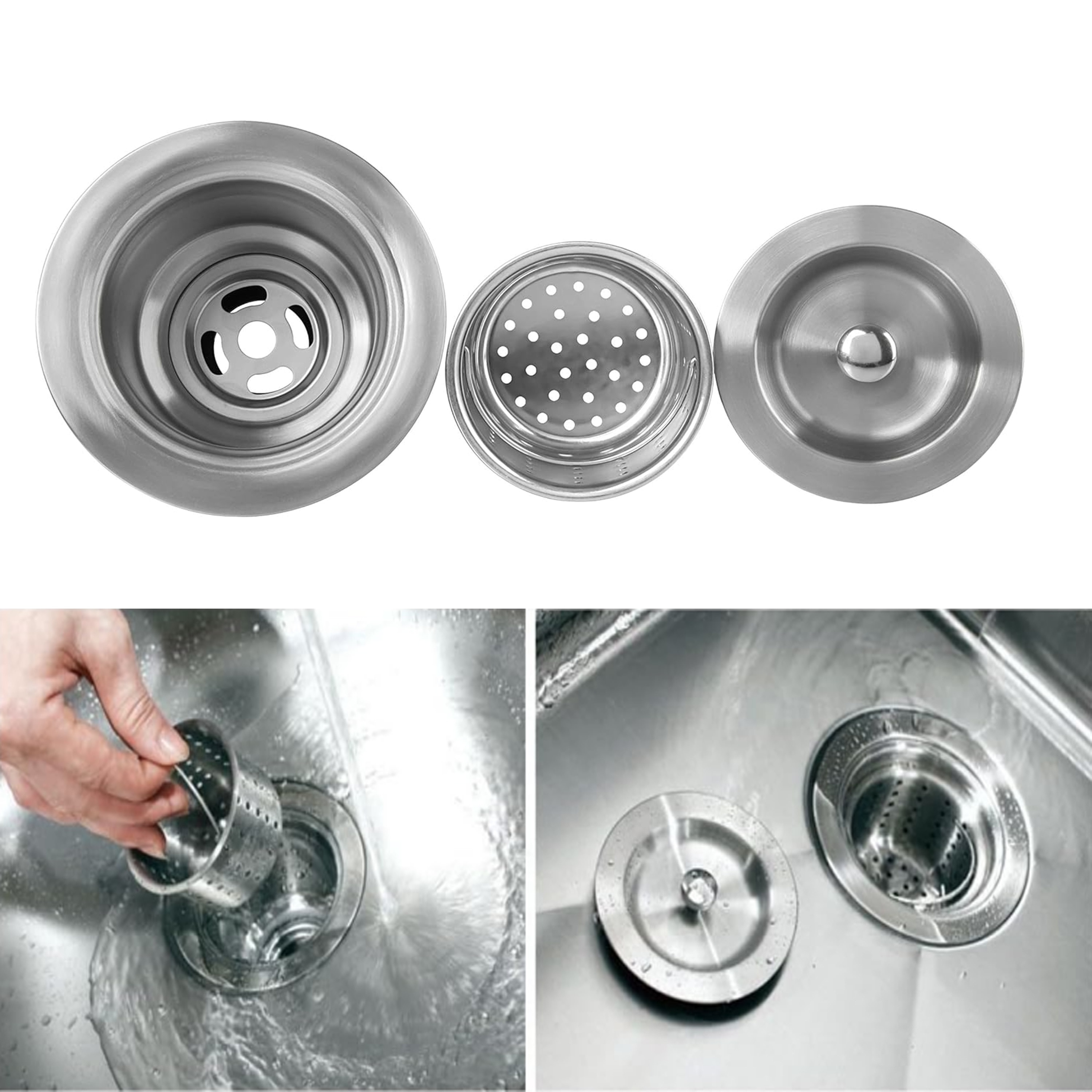 Lonsince Gold Kitchen Sink Drain – 3.5 Inch Stainless Steel Strainer With Basket & Decorative Cover