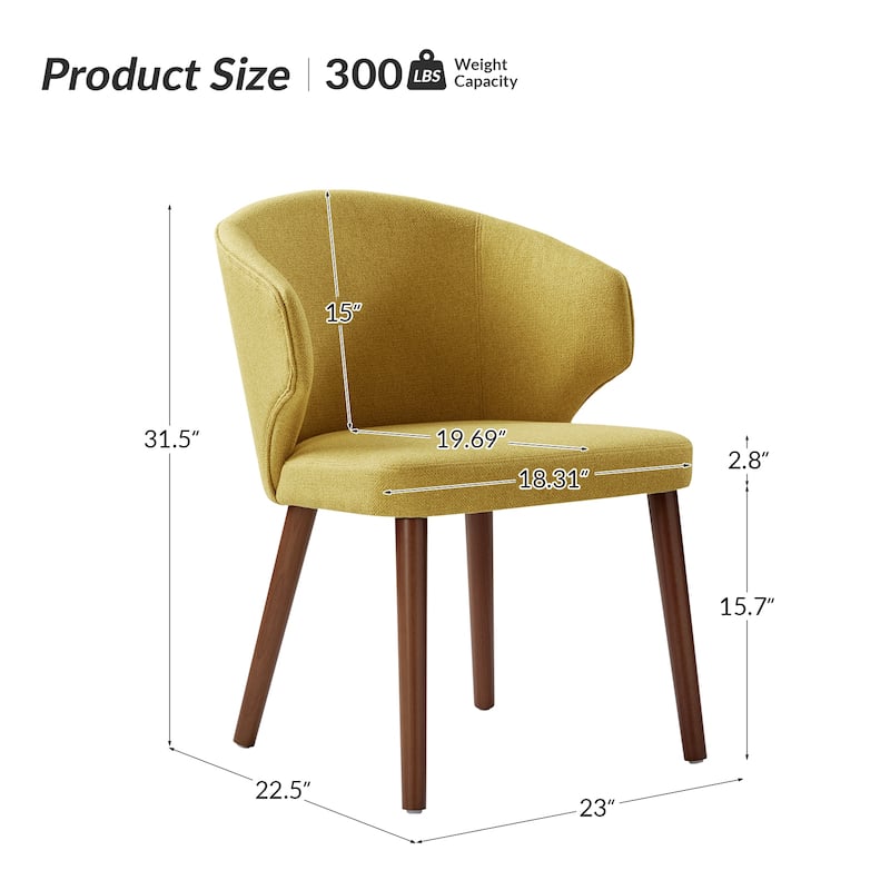 Nina Dining Chair with Wing Back Solid Wood Legs Set of 4 by HULALA HOME