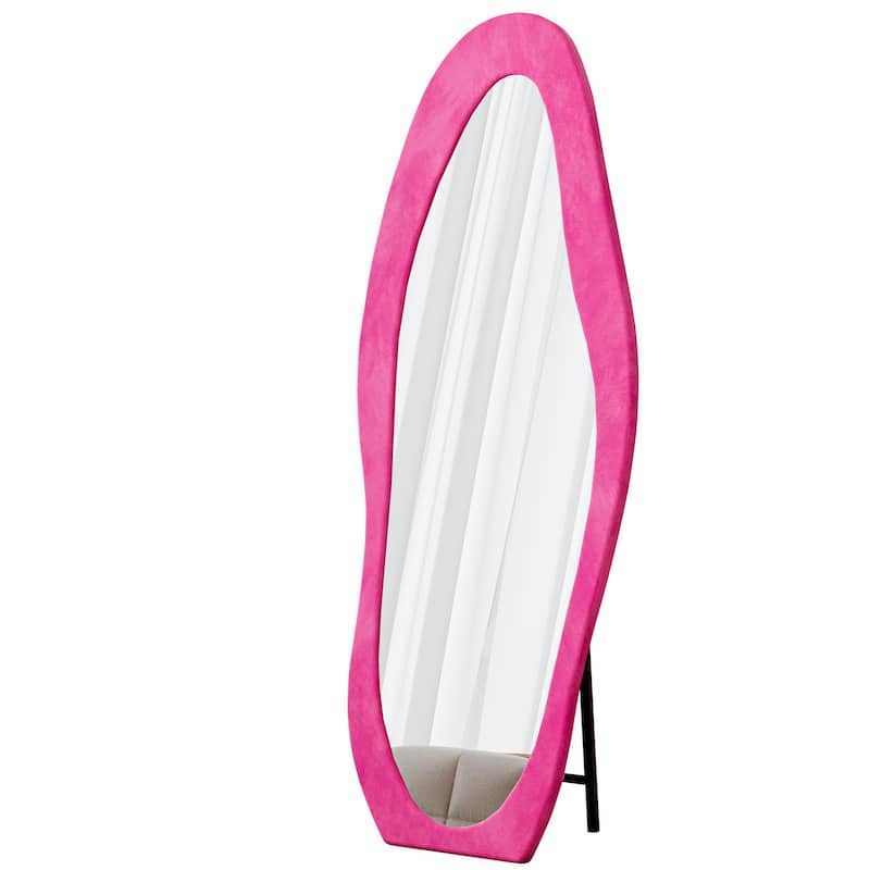 Full Length Mirror,63" x 24" Floor Mirror/ Wall Mirror, Flannel Wrapped Wooden Frame Floor Mirror